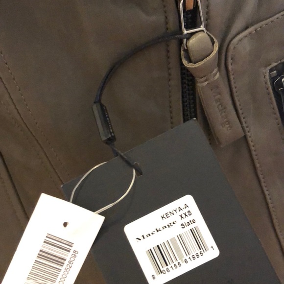 New Mackage Kenya leather jacket XXS Slate - Picture 2 of 8